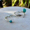 Kingman Turquoise Sterling Silver Ring: Adjustable Open Bezel