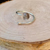 Sterling Silver Open Bezel Black Herkimer Diamond Gemstone Ring, Adjustable Accent Ring, Gemstone Jewelry, Gift for her, Elegant Accessory