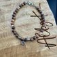 Sandalwood Tiger Skin Gemstone Sterling Silver Bracelet with Peace Charm
