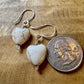White Turquoise Howlite Heart Earrings, Gemstone Earrings, Turquoise Earrings, Sterling Silver Earrings, White Turquoise Gift
