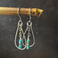 Turquoise Navajo Pearl Earrings, Sterling Silver Heart Chain Teardrop Dangle Earrings