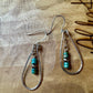 Turquoise Navajo Pearl Earrings, Sterling Silver Heart Chain Teardrop Dangle Earrings