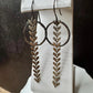 Chevron Chain Earrings, Sterling Silver Circle Accent Earrings