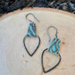 Turquoise Leather Earrings, Teardrop Earrings, Hammered Style, Genuine Leather Earrings, Women's Gift, Stylish Jewelry