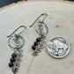 Handmade Australian Black Opal Sterling Silver Chain Circle Earrings