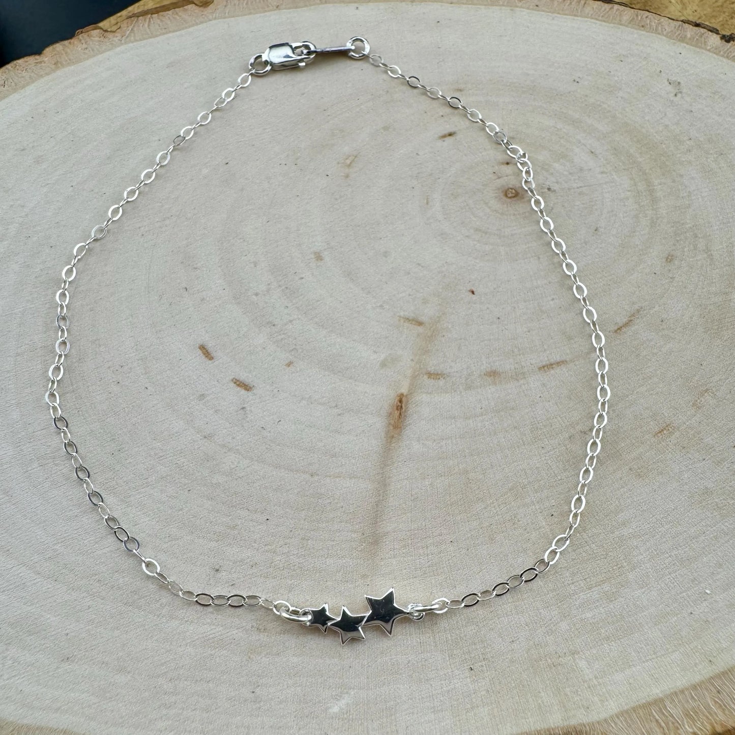 Sterling Silver Star Ankle Bracelet: Graduated Celestial Chain Anklet