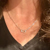 Paperclip Chain Necklace with Charms and Gemstone, Carabiner necklace, Personalized Gift