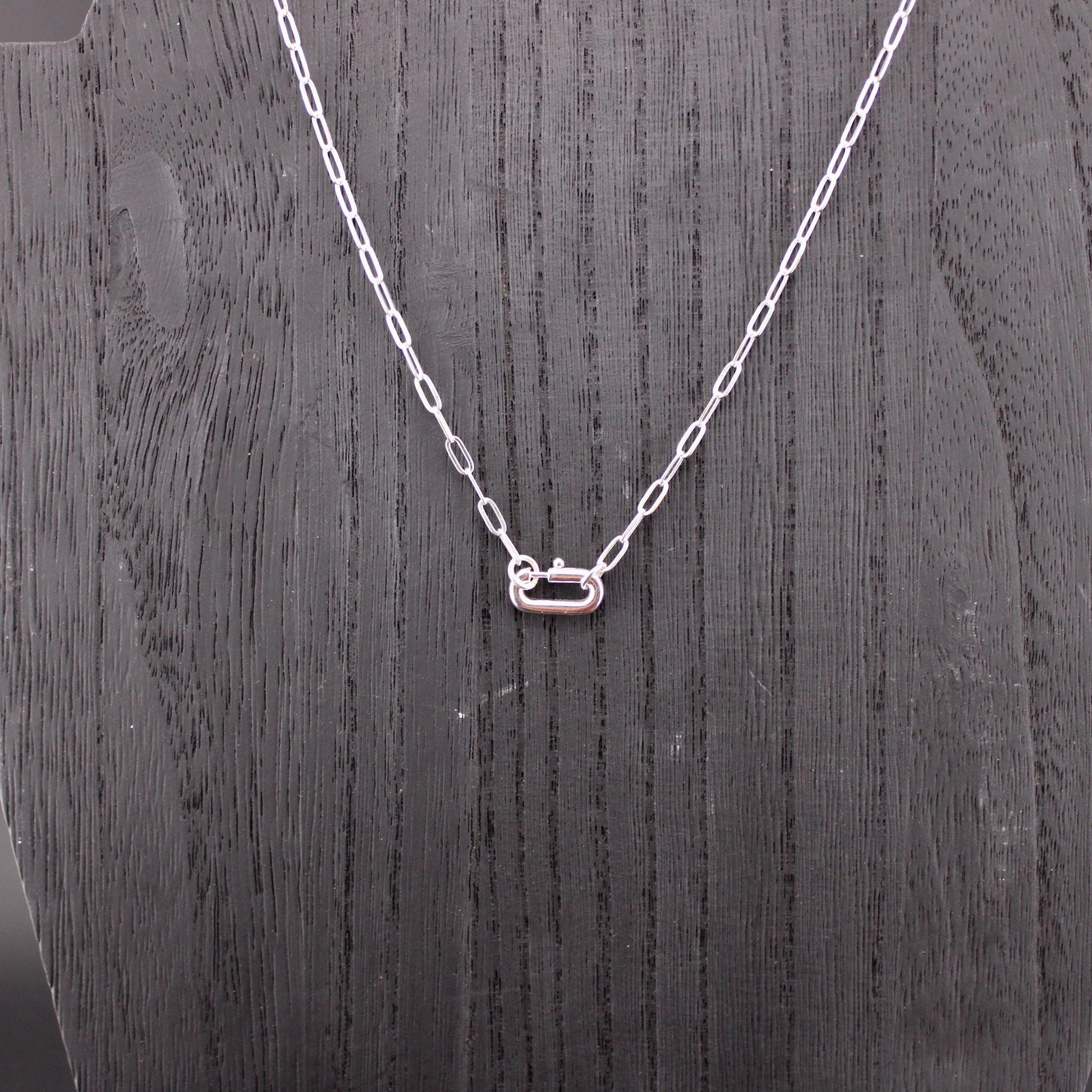 Paperclip Chain Necklace with Charms and Gemstone, Carabiner necklace, Personalized Gift