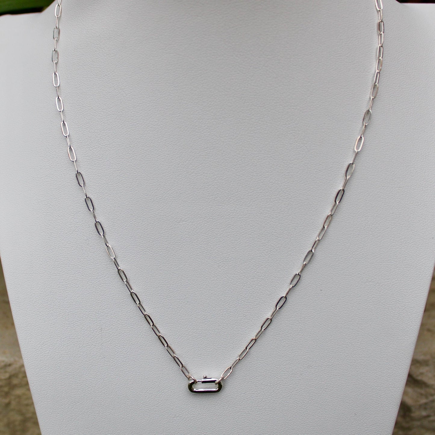 Paperclip Chain Necklace with Charms and Gemstone, Carabiner necklace, Personalized Gift