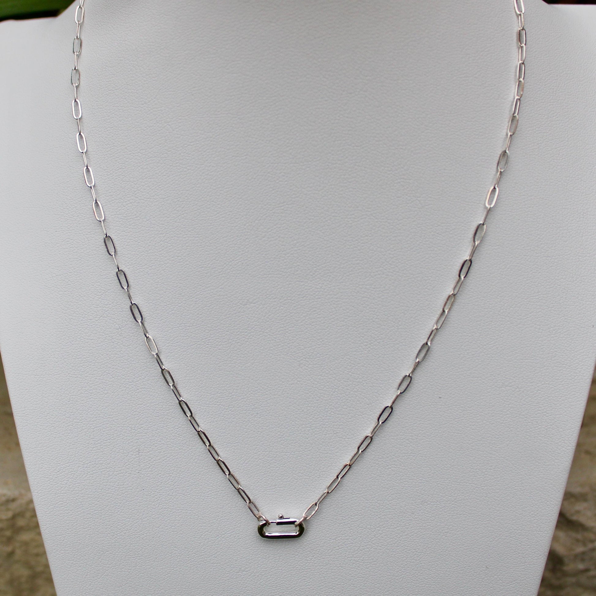 Paperclip Chain Necklace with Charms and Gemstone, Carabiner necklace, Personalized Gift