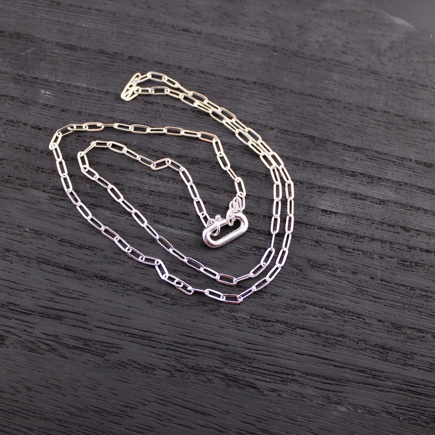 Paperclip Chain Necklace with Charms and Gemstone, Carabiner necklace, Personalized Gift
