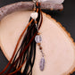 Tribal Oval Charm, White Turquoise Magnesite Heart Leather Purse Tassel, Southwest Purse Tassel, Heart Keychain, Leather Handbag Accessory