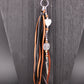 Tribal Oval Charm, White Turquoise Magnesite Heart Leather Purse Tassel, Southwest Purse Tassel, Heart Keychain, Leather Handbag Accessory
