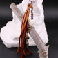 Tribal Cross Charm, White Turquoise Magnesite Heart Leather Purse Tassel, Southwest Purse Tassel, Heart Keychain, Leather Handbag Accessory