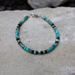 Turquoise and Black Onyx Sterling Silver Bracelet, Evil Eye Beaded Bracelet, Sterling Jewelry, Gemstone Bracelet, Turquoise Jewelry