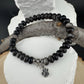 Stretch Obsidian Gemstone Bracelet with Sterling Silver Paw Print Charm, Stretch Bracelet, Pet Lover's Jewelry, Handmade Gift