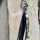 Key Charm Leather Purse Tassel with White Turquoise & Black Onyx, Whimsical Handbag Accessory, Western Accessory