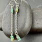 Sterling Silver Chain Dangle Earrings, Turquoise Gemstone Earrings, Boho Jewelry, Sterling Silver Earrings, Gift for Her