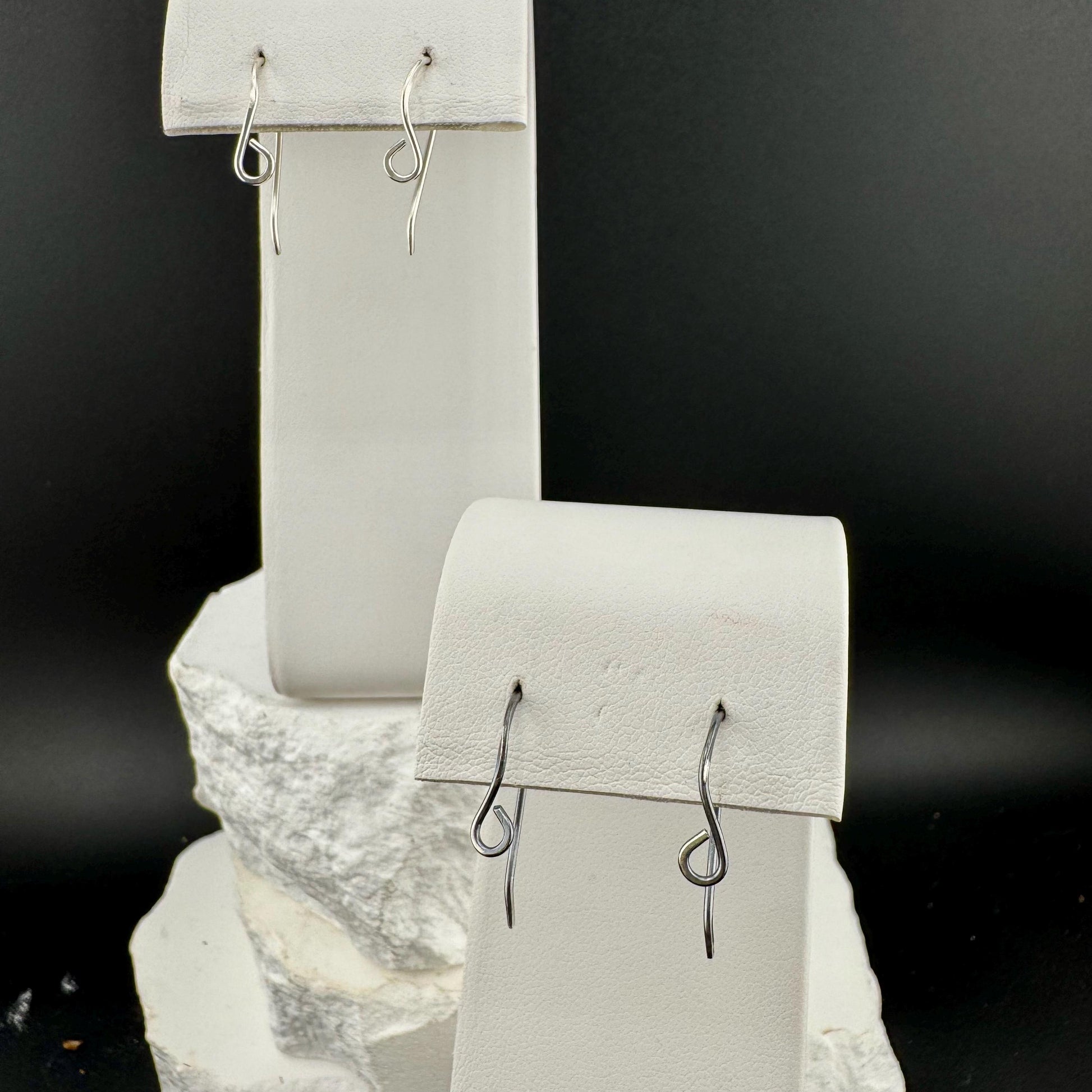 Sadie: 20 Gauge Side Hook Sterling Silver Ear Wires - Shiny or Oxidized Finish - Handmade Jewelry Making Supplies, 3/4-inch Drop