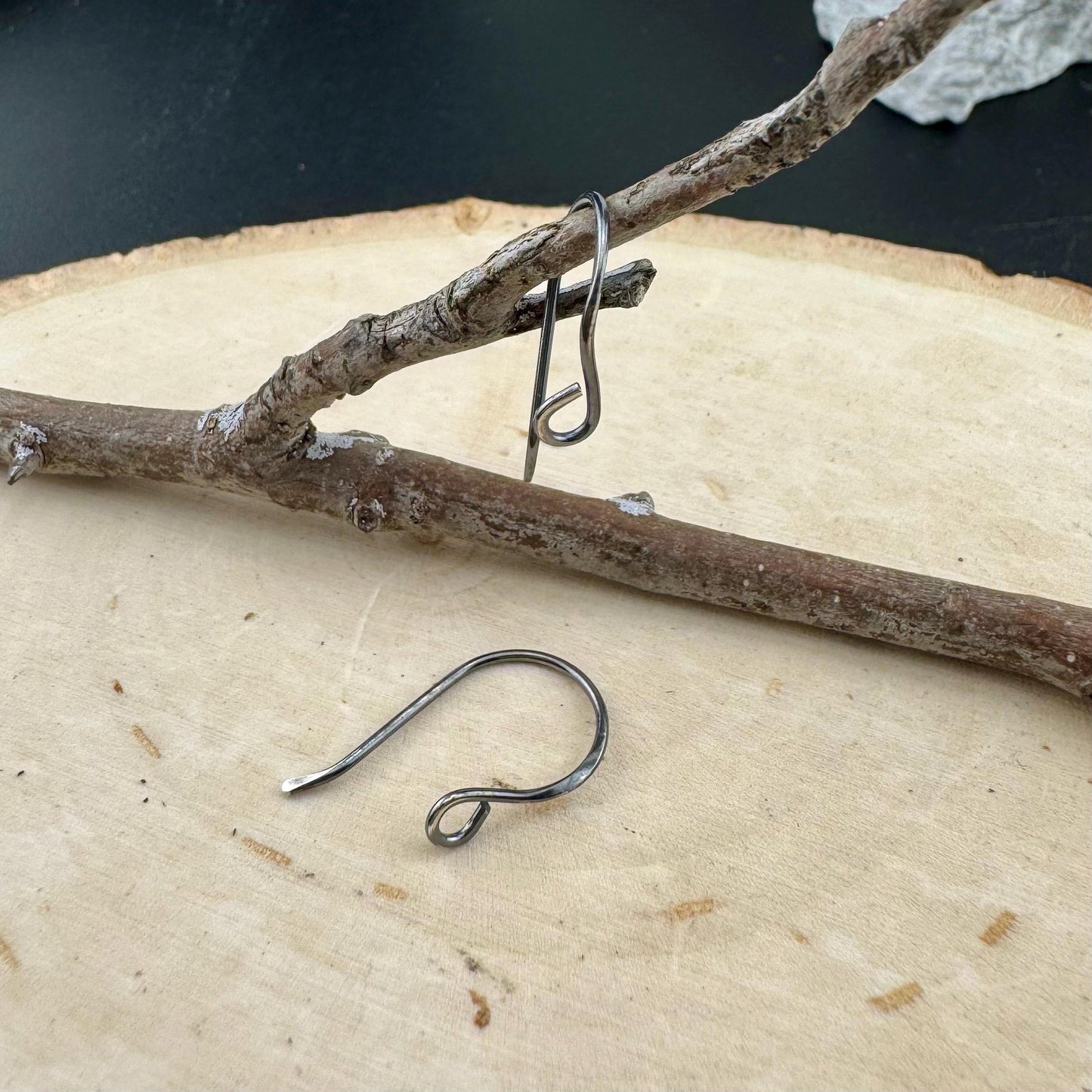 Sadie: 20 Gauge Side Hook Sterling Silver Ear Wires - Shiny or Oxidized Finish - Handmade Jewelry Making Supplies, 3/4-inch Drop