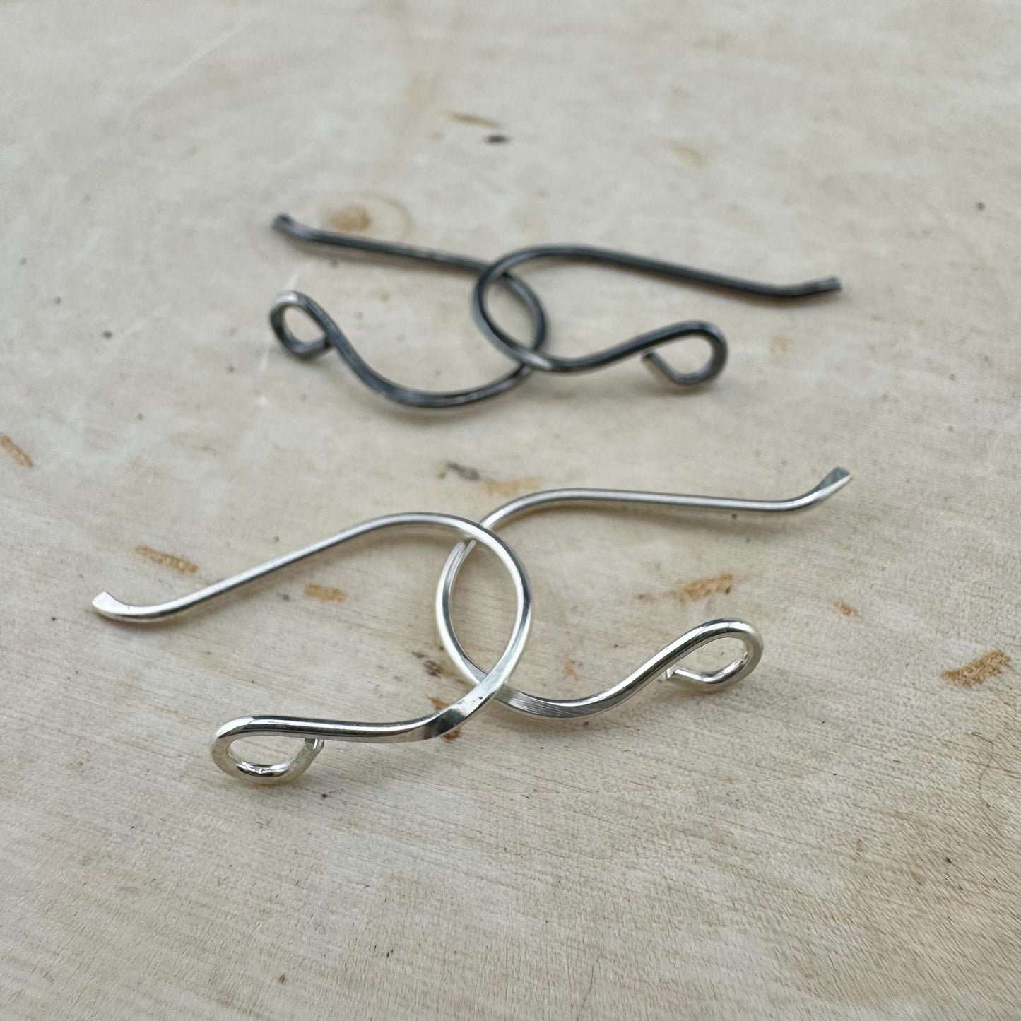 Sadie: 20 Gauge Side Hook Sterling Silver Ear Wires - Shiny or Oxidized Finish - Handmade Jewelry Making Supplies, 3/4-inch Drop
