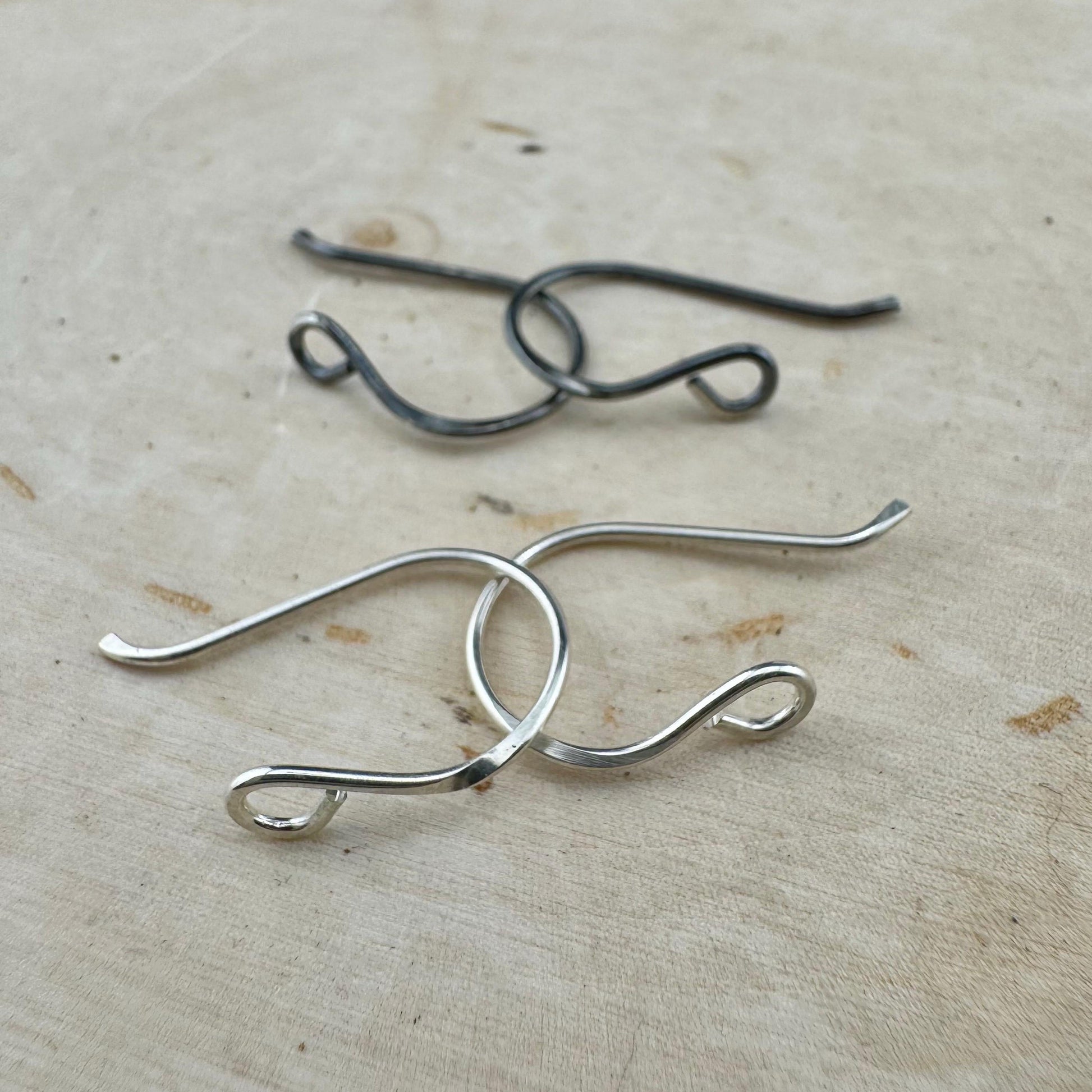 Sadie: 20 Gauge Side Hook Sterling Silver Ear Wires - Shiny or Oxidized Finish - Handmade Jewelry Making Supplies, 3/4-inch Drop