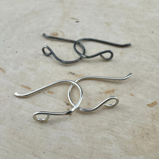 Sadie: 20 Gauge Side Hook Sterling Silver Ear Wires - Shiny or Oxidized Finish - Handmade Jewelry Making Supplies, 3/4-inch Drop