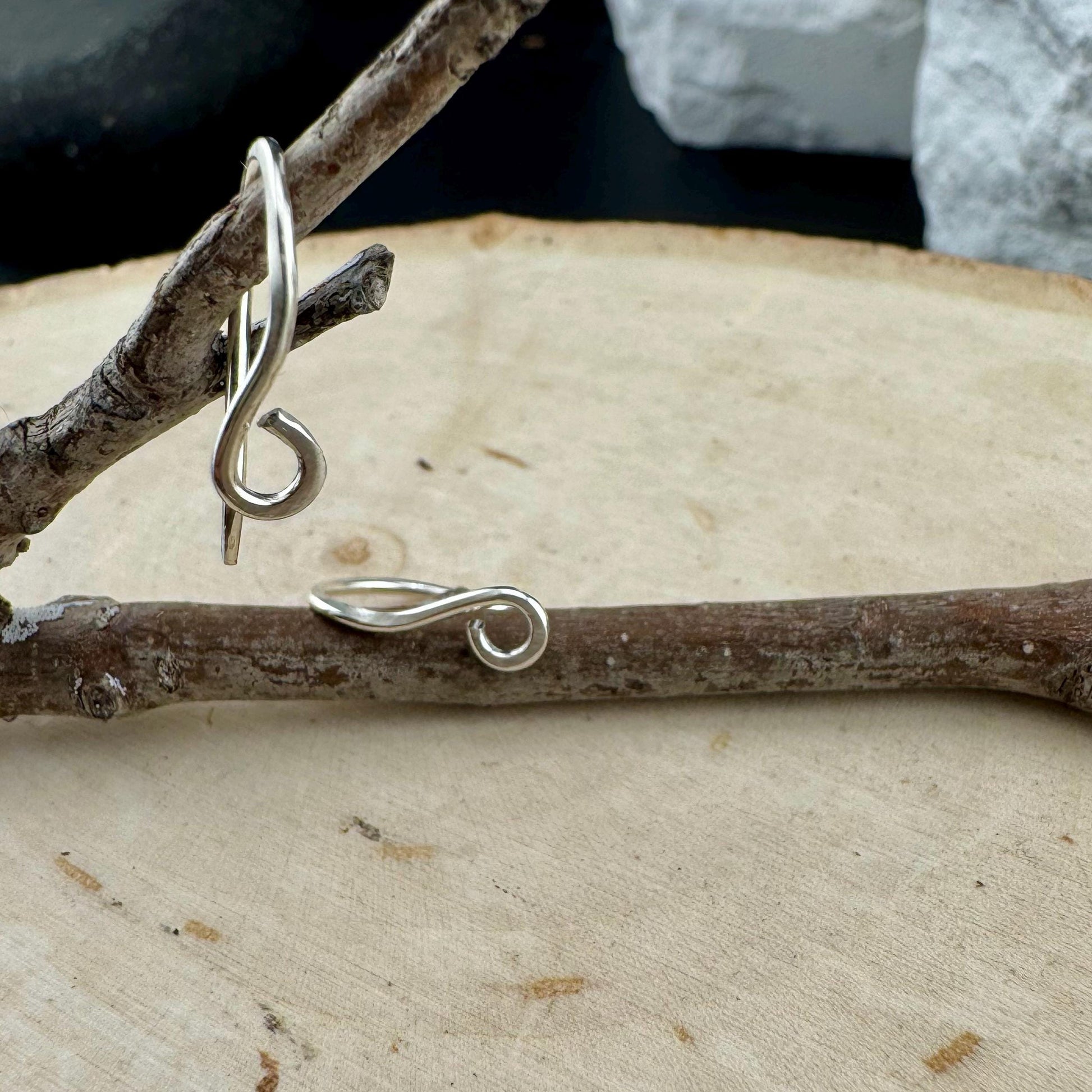 Genesis: 18 Gauge Side Hook Sterling Silver Ear Wires, Shiny or Oxidized Finish, Jewelry Supply, 3/4-inch Drop
