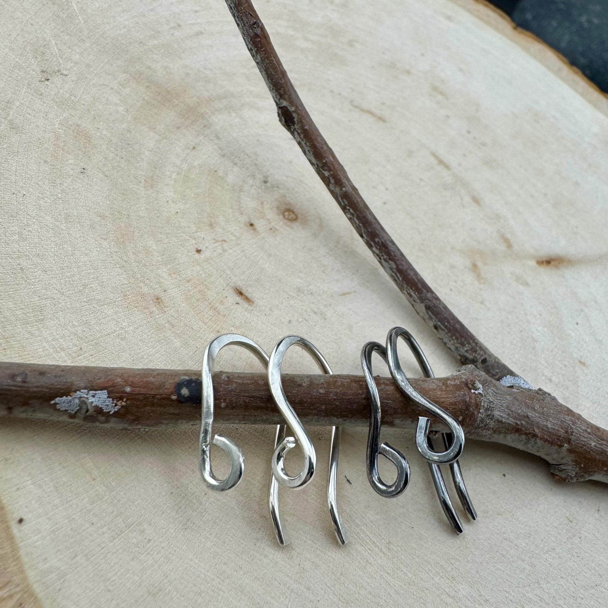 Genesis: 18 Gauge Side Hook Sterling Silver Ear Wires, Shiny or Oxidized Finish, Jewelry Supply, 3/4-inch Drop