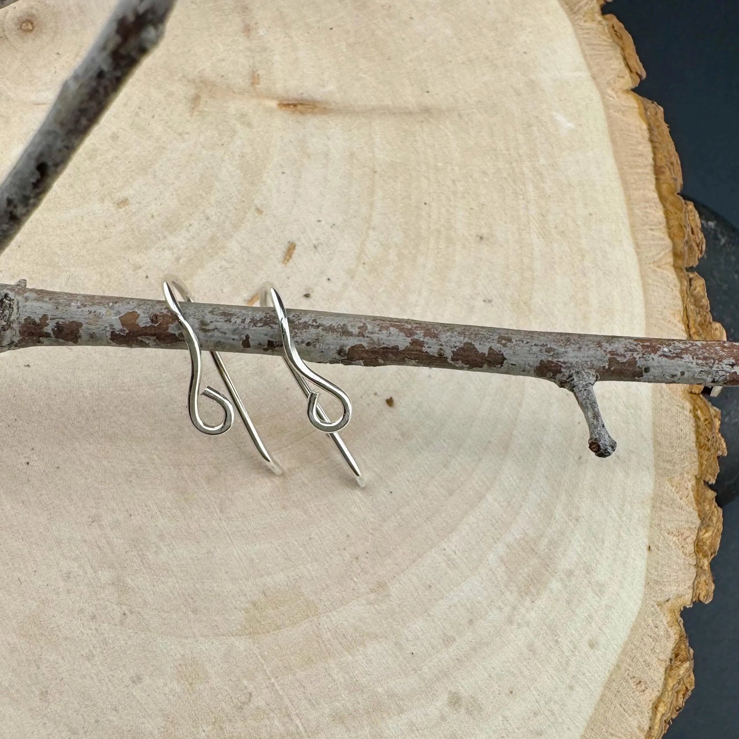 18 Gauge Hand-Forged Sterling Silver Ear Wires – Side Hook, 1-Inch Drop