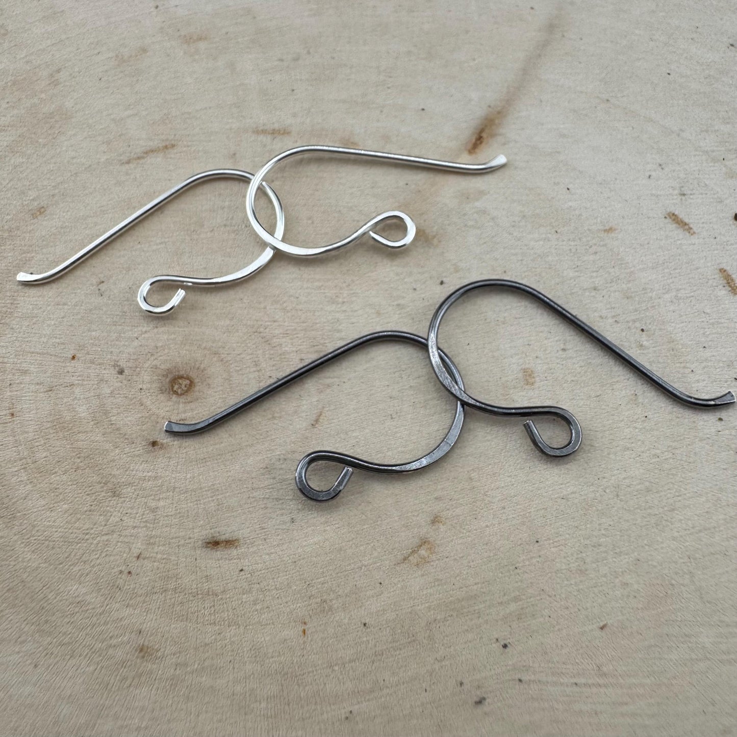 20 Gauge Handmade Sterling Silver French Ear Wires: Shiny or Oxidized, 1 inch Drop