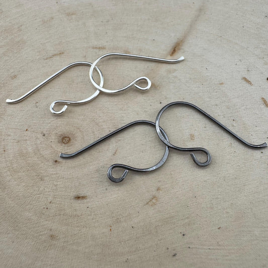 20 Gauge Handmade Sterling Silver French Ear Wires: Shiny or Oxidized, 1 inch Drop