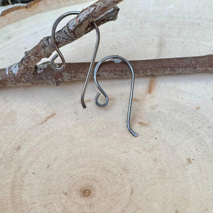 20 Gauge Handmade Sterling Silver French Ear Wires: Shiny or Oxidized, 1 inch Drop