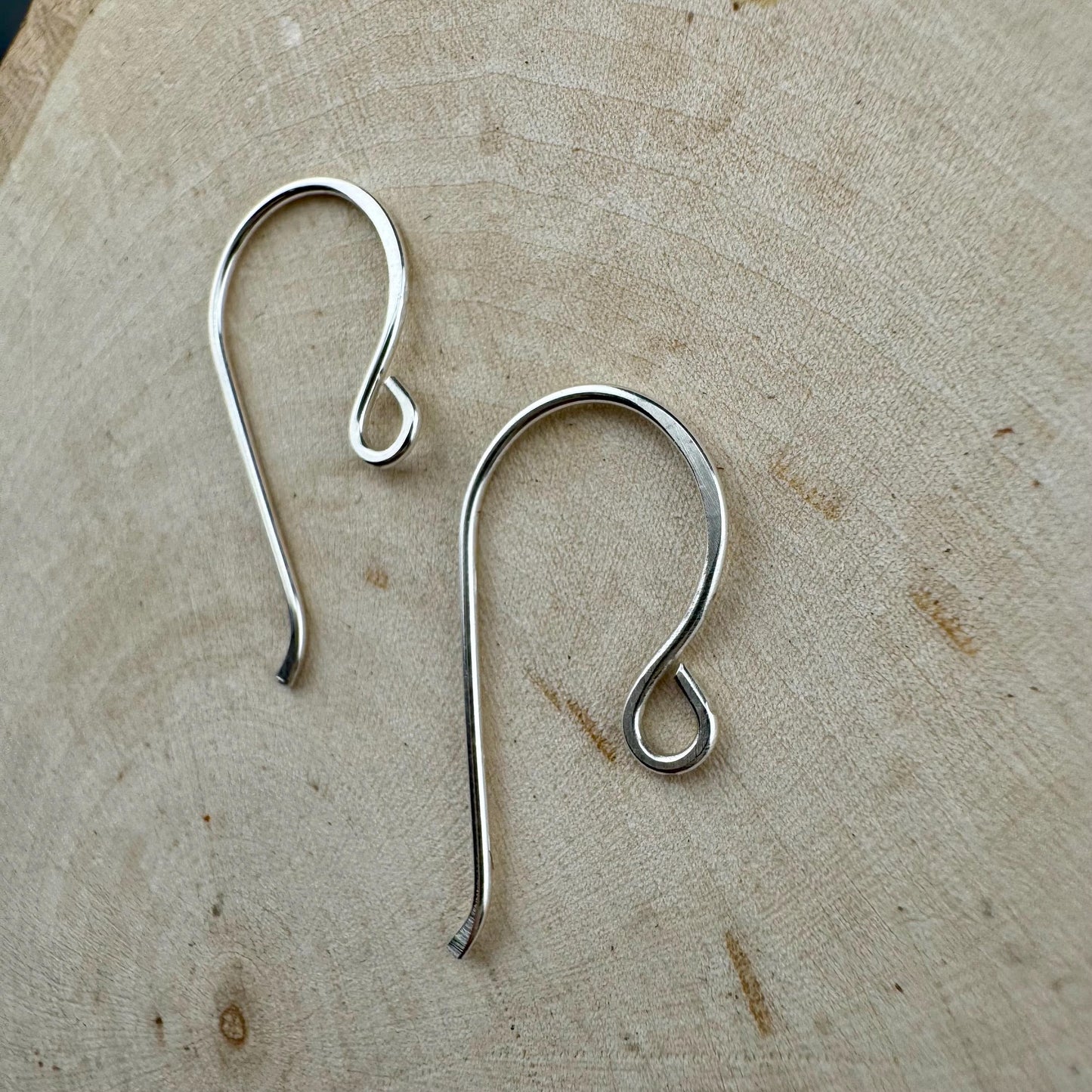 20 Gauge Handmade Sterling Silver French Ear Wires: Shiny or Oxidized, 1 inch Drop