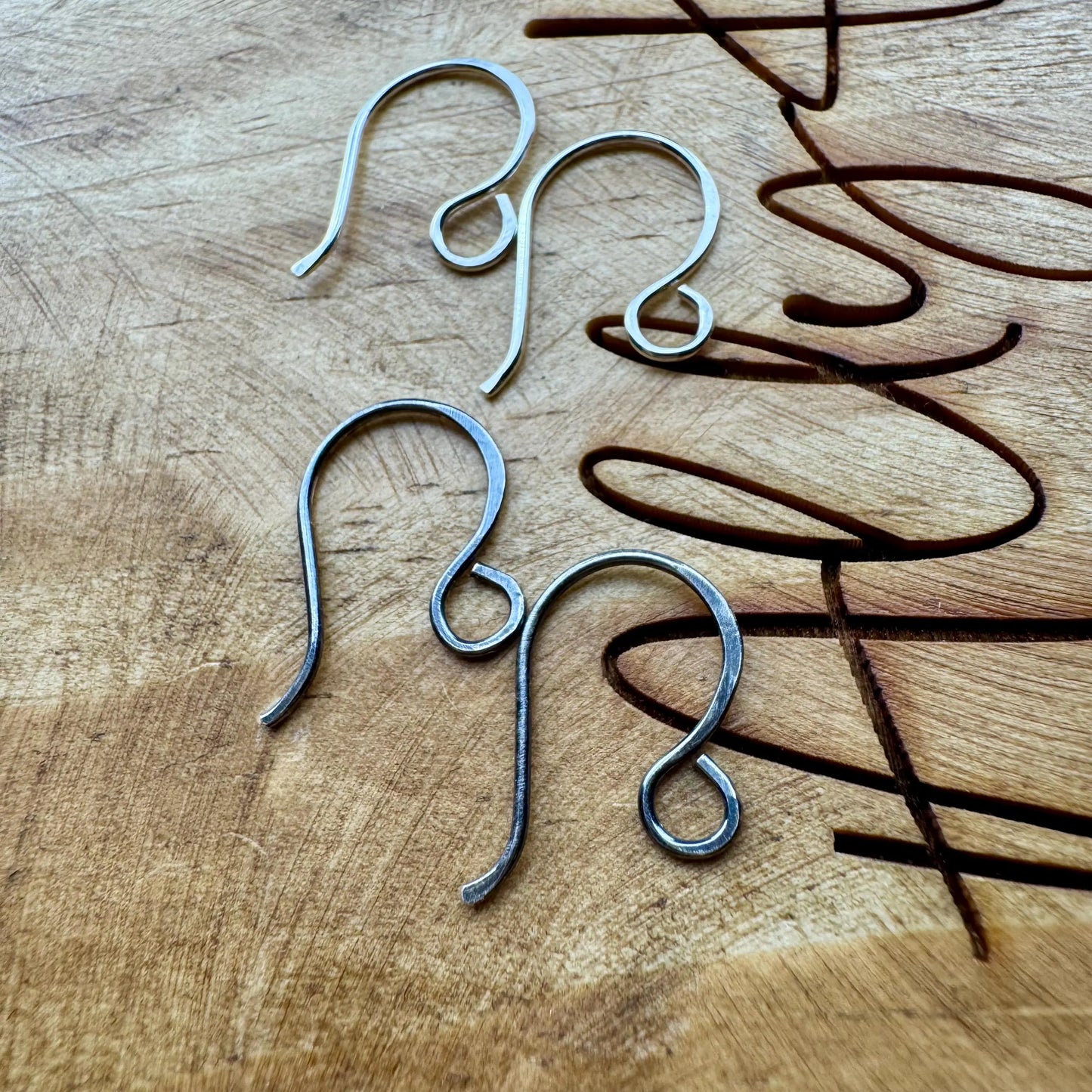 Modern 20 Gauge French Sterling Silver Ear Wires, 20g Hooks, Oxidized or Shiny Finish - Handmade Ear Wires, 3/4-inch Drop