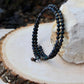 Australian Black Opal Double Wrap Carbon Steel Memory Wire Bracelet, Gemstone Jewelry, Stretch Bracelet