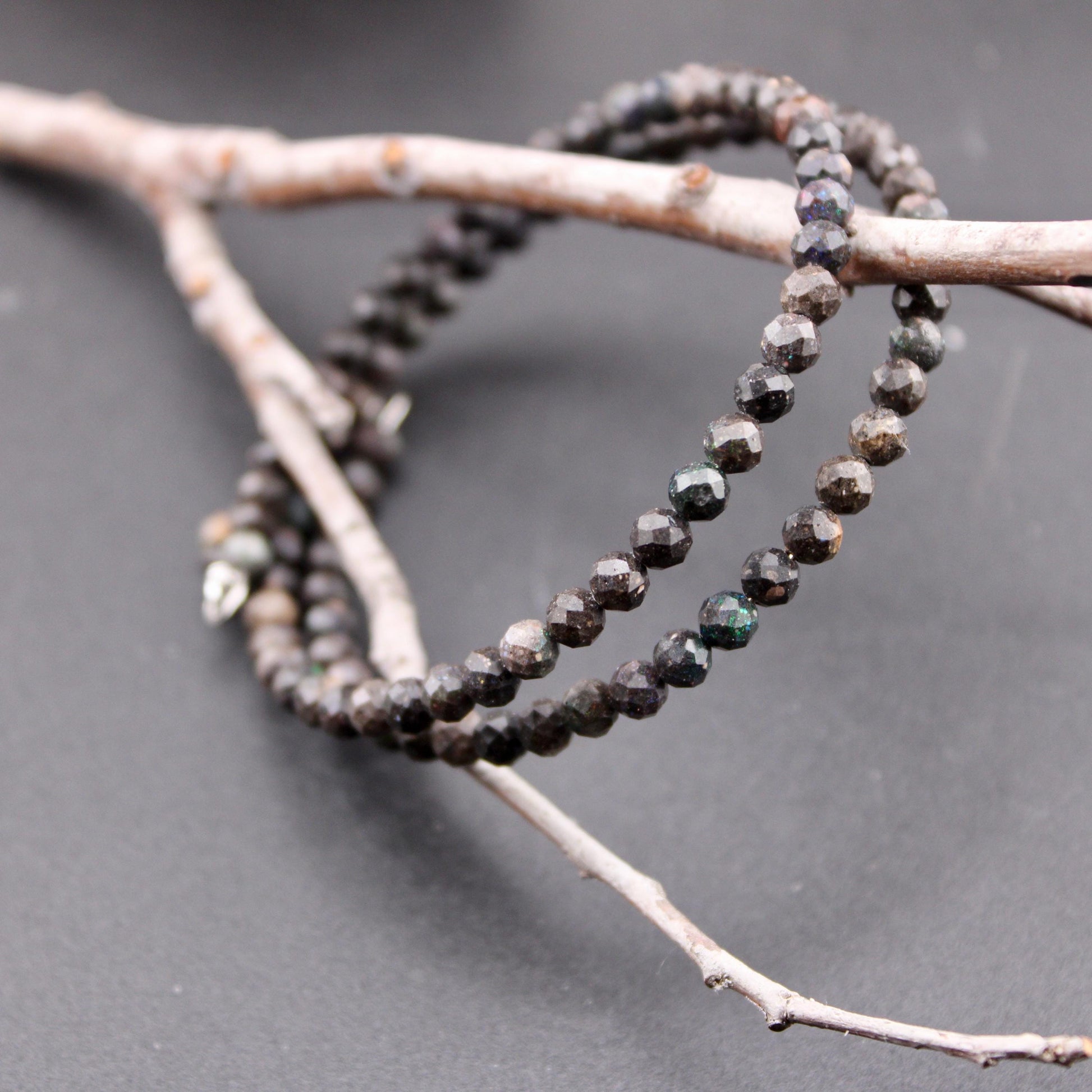 Australian Black Opal Double Wrap Carbon Steel Memory Wire Bracelet, Gemstone Jewelry, Stretch Bracelet