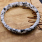 Rainbow Moonstone with Black Tourmaline Double Wrap Carbon Steel Memory Wire Bracelet, Gemstone Jewelry, Stretch Bracelet