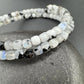 Rainbow Moonstone with Black Tourmaline Double Wrap Carbon Steel Memory Wire Bracelet, Gemstone Jewelry, Stretch Bracelet