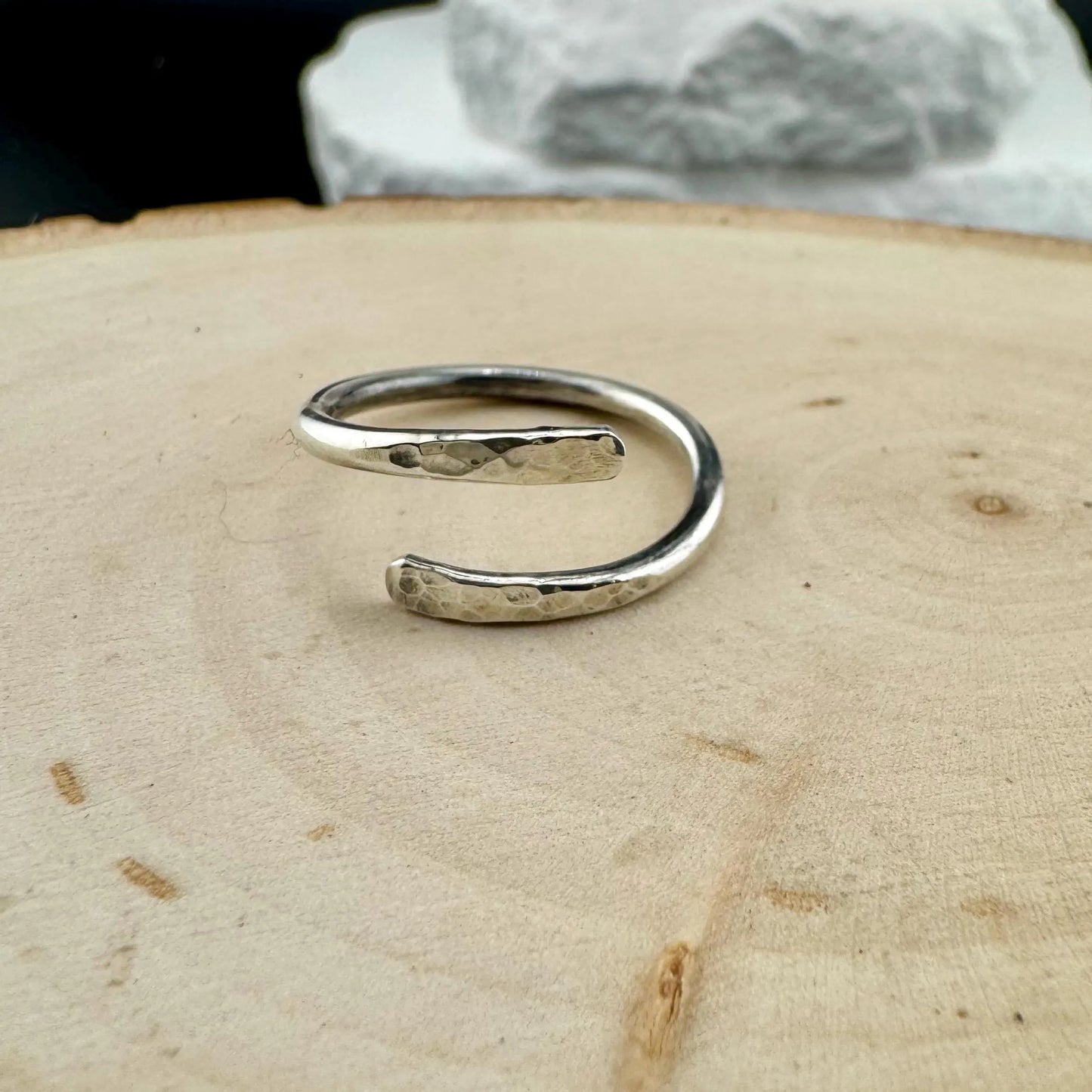 Minimal Style Bypass Coil Ring - Adjustable Thumb Sterling Silver Ring