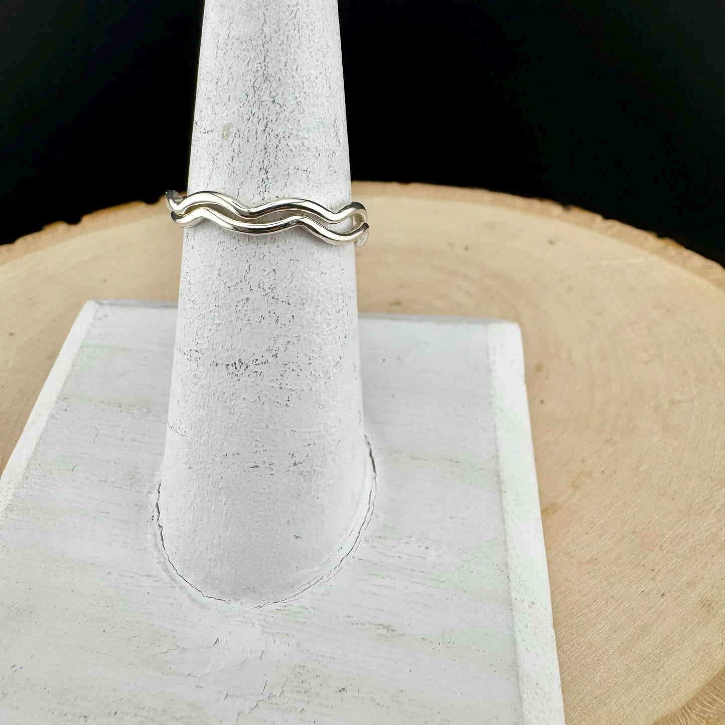 Sterling Silver Wave Ring Set – Wavy Zig Zag Design