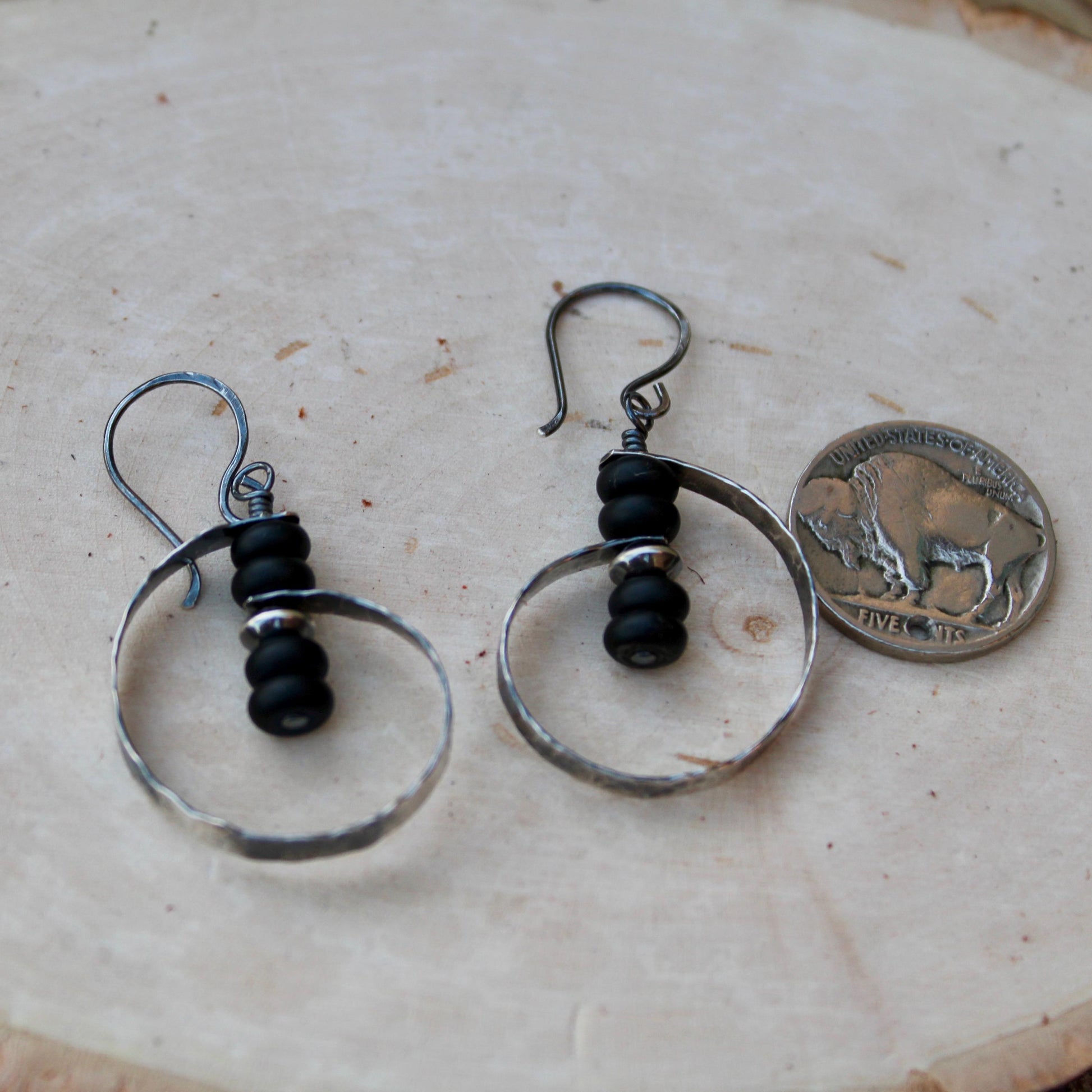 Navajo Pearl Black Onyx Earrings in Sterling Silver | Handcrafted Onyx Jewelry
