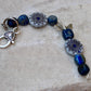 Blue Lapis Gemstone Purse Tassel with Dragonfly and Flower Charms