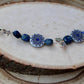 Blue Lapis Gemstone Purse Tassel with Dragonfly and Flower Charms