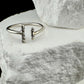 Modern Uneven Rope Vertical Bar Sterling Silver Ring - Handmade Geometric Open Band, Adjustable Ring