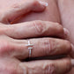 Uneven Vertical Bars Sterling Silver Ring - Handmade Geometric Open Band, Adjustable Ring