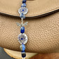 Blue Lapis Gemstone Purse Tassel with Dragonfly and Flower Charms