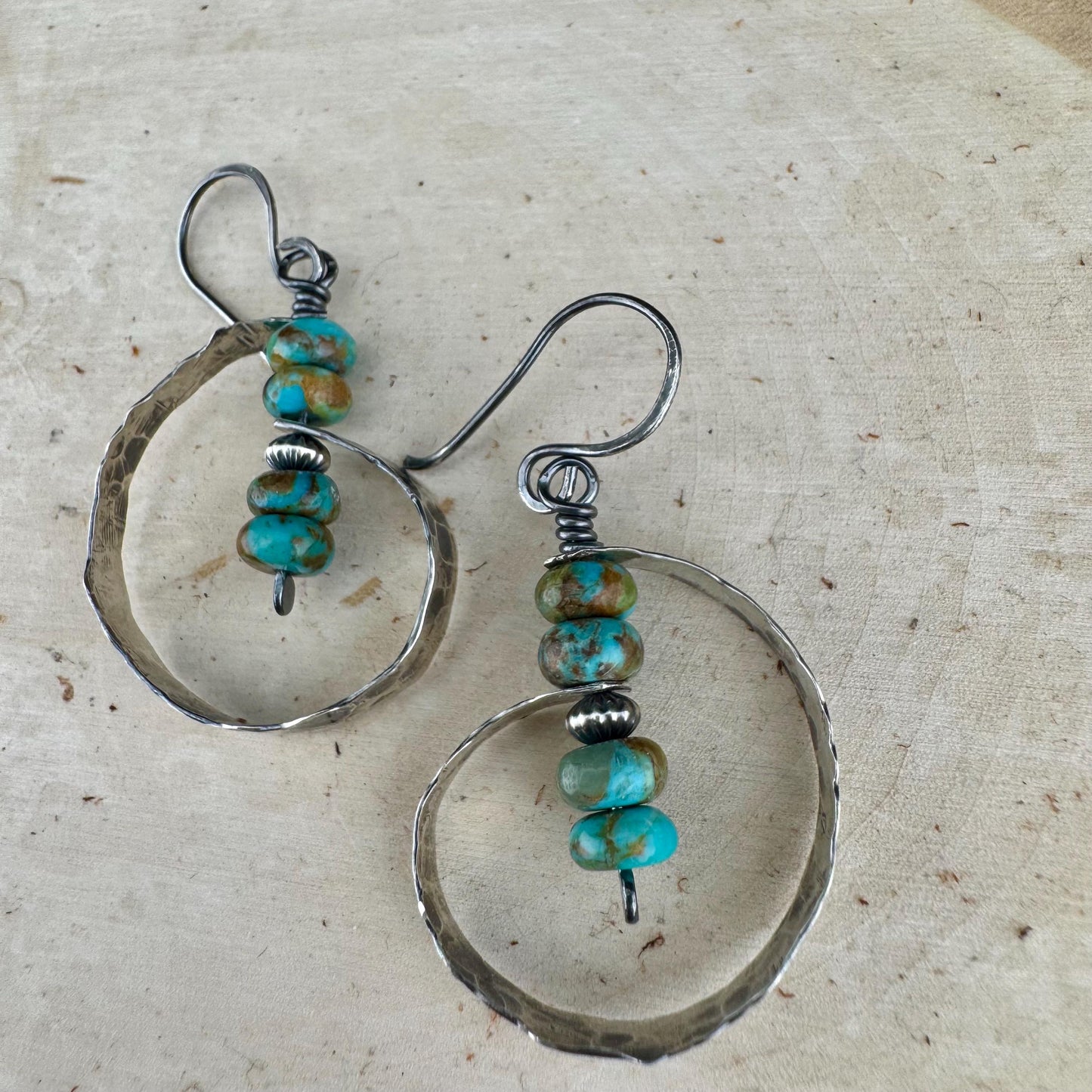 Turquoise Navajo Pearl Sterling Silver Earrings, Handmade Jewelry, Turquoise Jewelry, Gemstone Earrings