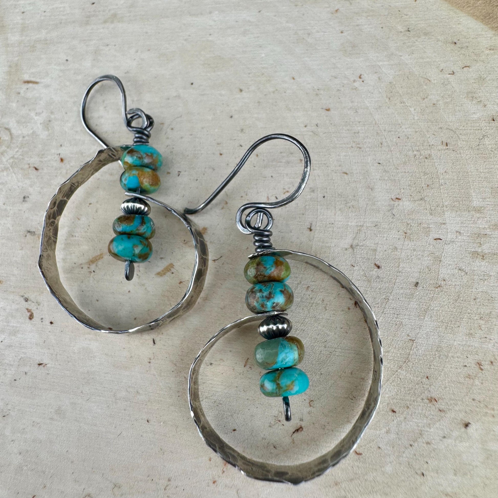 Turquoise Navajo Pearl Sterling Silver Earrings, Handmade Jewelry, Turquoise Jewelry, Gemstone Earrings
