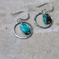 Raw Turquoise Pebble Nugget Earrings on Sterling Silver Circles, Turquoise Jewelry